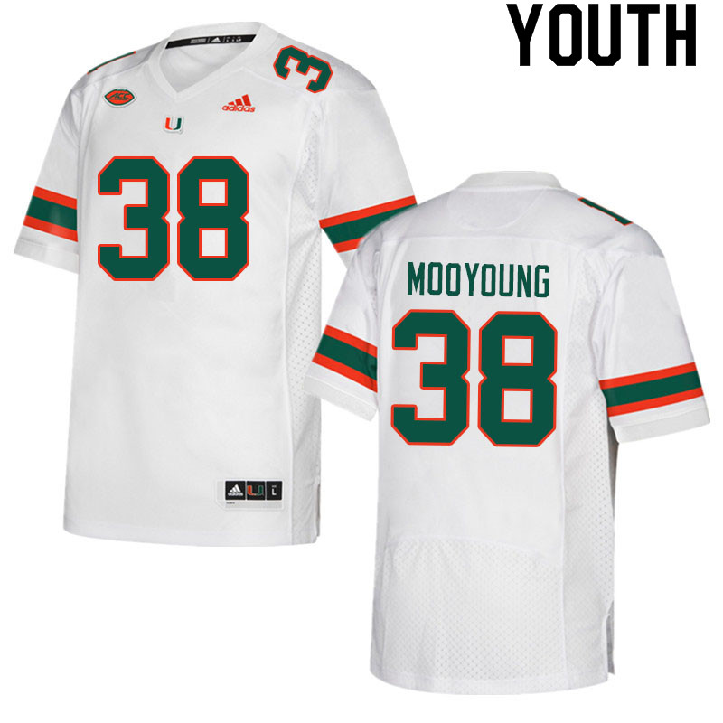 Youth #38 Myles Mooyoung Miami Hurricanes College Football Jerseys Sale-White